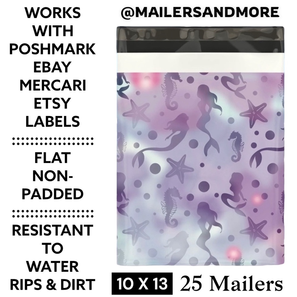 25 10X13 Poly Mailers, Mermaid, Shipping Envelopes, PRICE IS FIRM - Picture 3 of 7